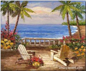 Seascape,Green Trees