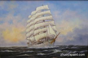 Sea and Boat Oil Painting