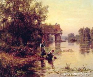 Two Girls by a Stream