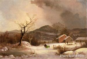 Farmstead and Sleigh in Winter