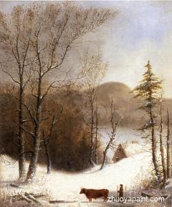 Winter Landscape with Log Cart