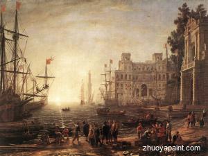 Port Scene with the Villa Medici