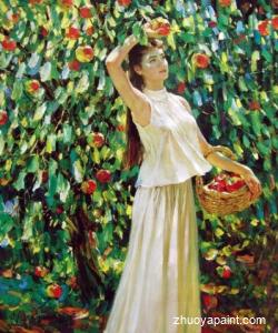 A Girl Nearby an Apple Tree