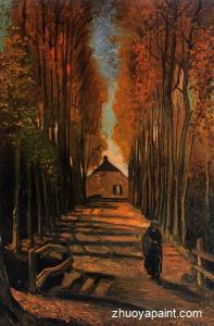 Avenue of Poplars at Sunset