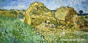 Field with Stacks of Wheat