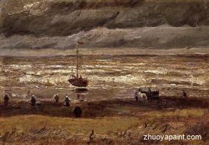 Beach at Scheveningen in Stormy Weather