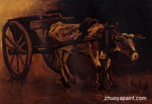 Cart with Red and White Ox