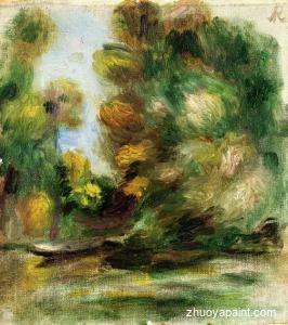 Banks of the River, a Boat