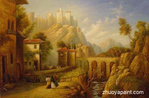 Mediterranean Landscape With Villagers