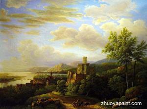 Travellers On A Path In An Extensive Rhineland Landscape    