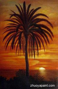 Palm Tree Against A Setting Sun