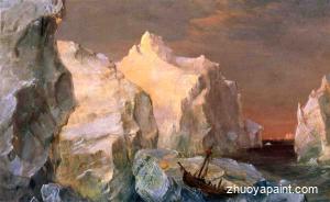  Icebergs and Wreck in Sunset