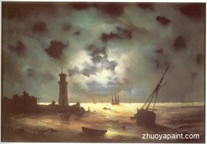 Coast of sea at night