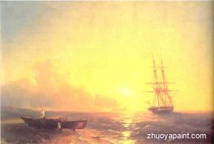 Fishermen on coast of sea