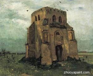 Country Churchyard and Old Church Tower