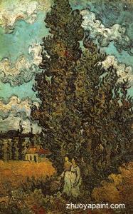 Cypresses and Two Women