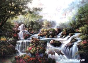 A Series of Small Waterfalls in the Jungle