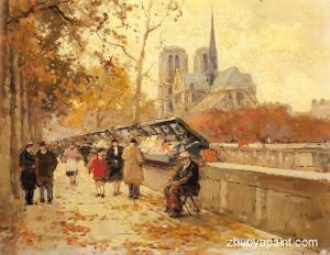 Booksellers Along the Seine with a View of Notre Dame