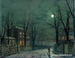 The Old Hall Under Moonlight