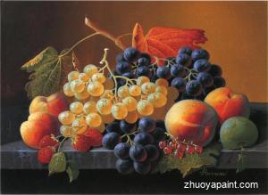 Still Life of Fruit on a Marble Tabletop