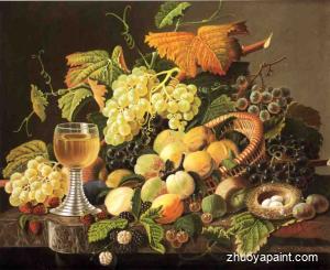 Still Life with Fruit, Bird&acute;s Nest and Wine Glass