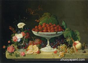 Still Life with Strawberries and Goblet of Flowers