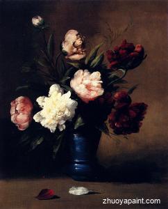 Peonies In A Blue Vase