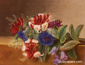 A Still Life with Honeysuckle, Blue Cornflowers and Bluebell