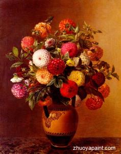 Still Life of Dahlias in a Vase