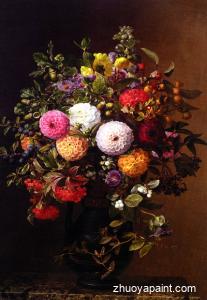 Opstilling med Georginer