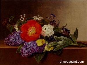 Lilacs, Violets, Pansies, Hawthorn Cuttings, And Peonies 