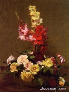 Gladiolas and Roses