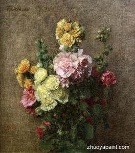 Hollyhocks without Vase