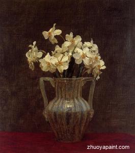 Narcisses in an Opaline Glass Vase
