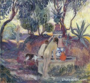 Bathers at a fountain in Saint Tropez