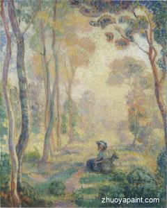 Child with goat in the Pierrefonds Forest