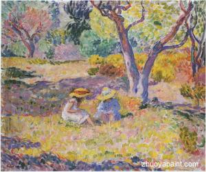 Girls among olive trees