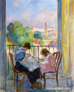 Girl Sewing at the Window