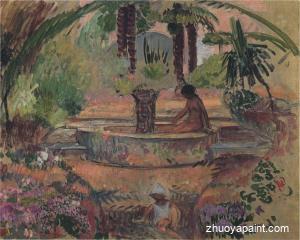 Marthe and Pierre at a fountain in Saint Maxime