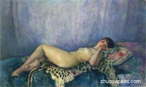 Nude on a leopard skin