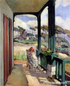 Sewing on the terrace at Morgat