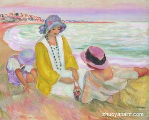 Three young girls at the beach