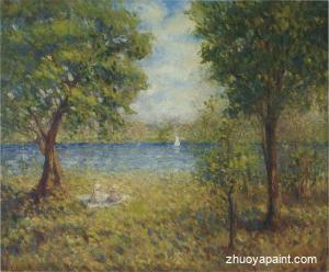 Two girls by the Eau river