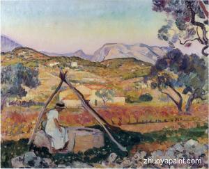 Woman by a Fountain in Provence