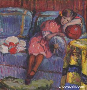 Young girl and the red balloon