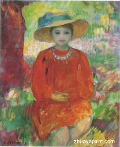Young girl in orange dress