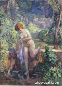 Youn girl in a garden at St. Tropez