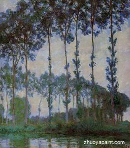 Poplars on the Banks of the River Epte at Dusk