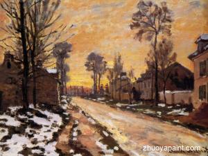 Road at Louveciennes, Melting Snow, Sunset