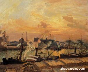 Boats, Sunset, Rouen